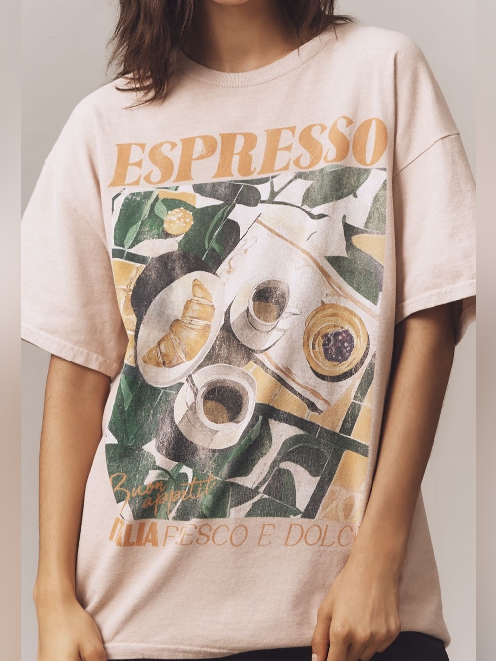 Anthro Oversized Espresso Graphic Tee